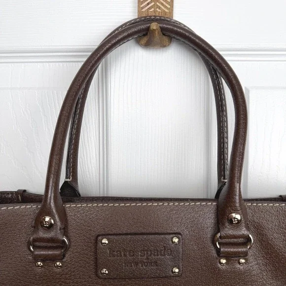 Kate Spade New York Brown Pebbled Leather Tote Bag Classic‎ Y2K VTG Designer - Picture 3 of 12